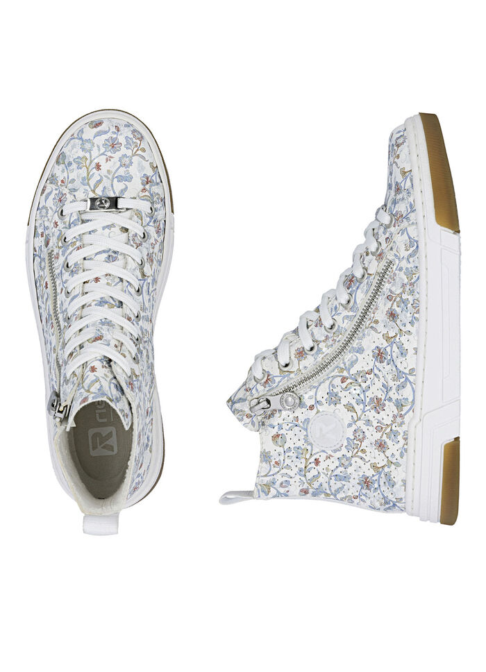 Rieker, modische Damen-Boots, Weite G, mit herausnehmbarem Fussbett WEISS-BUNT